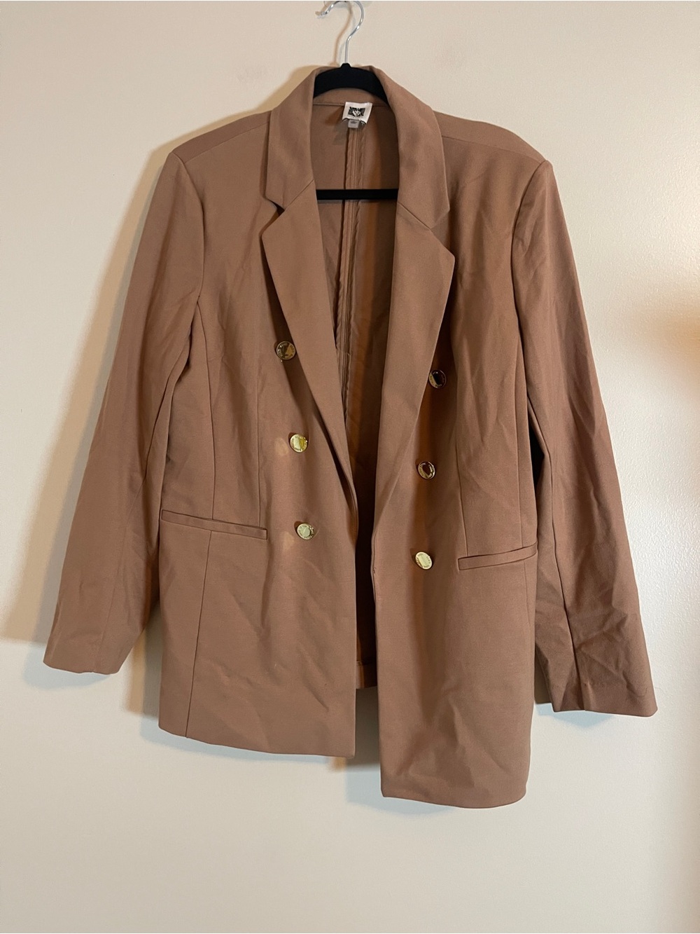 Anne Klein Blazer Womens XL Camel Double-Breasted Jacket Chic Classic Workwear